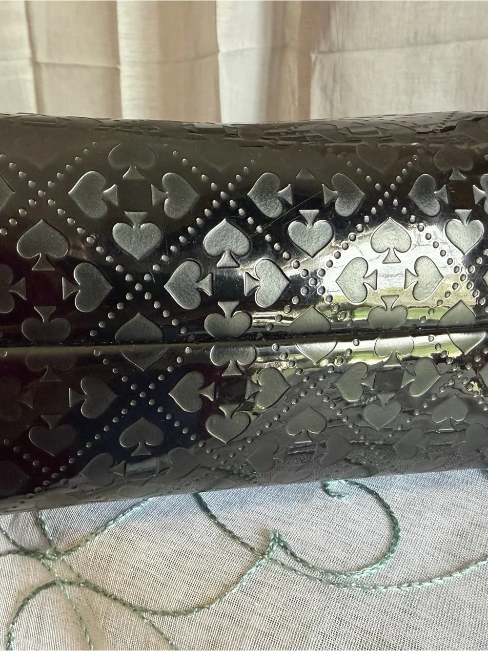 Kate Spade Emerald Avenue Jeralyn Black Patent Tote Bag with Heart Charm
